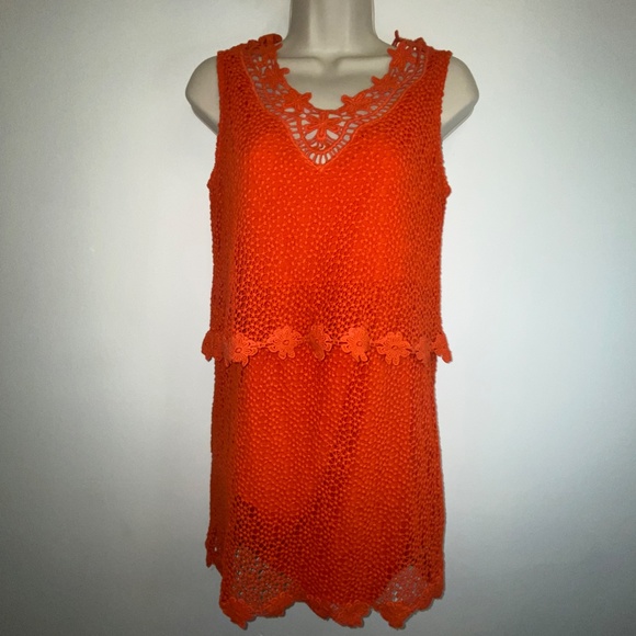 Topshop Dresses & Skirts - Topshop Boho orange crochet dress